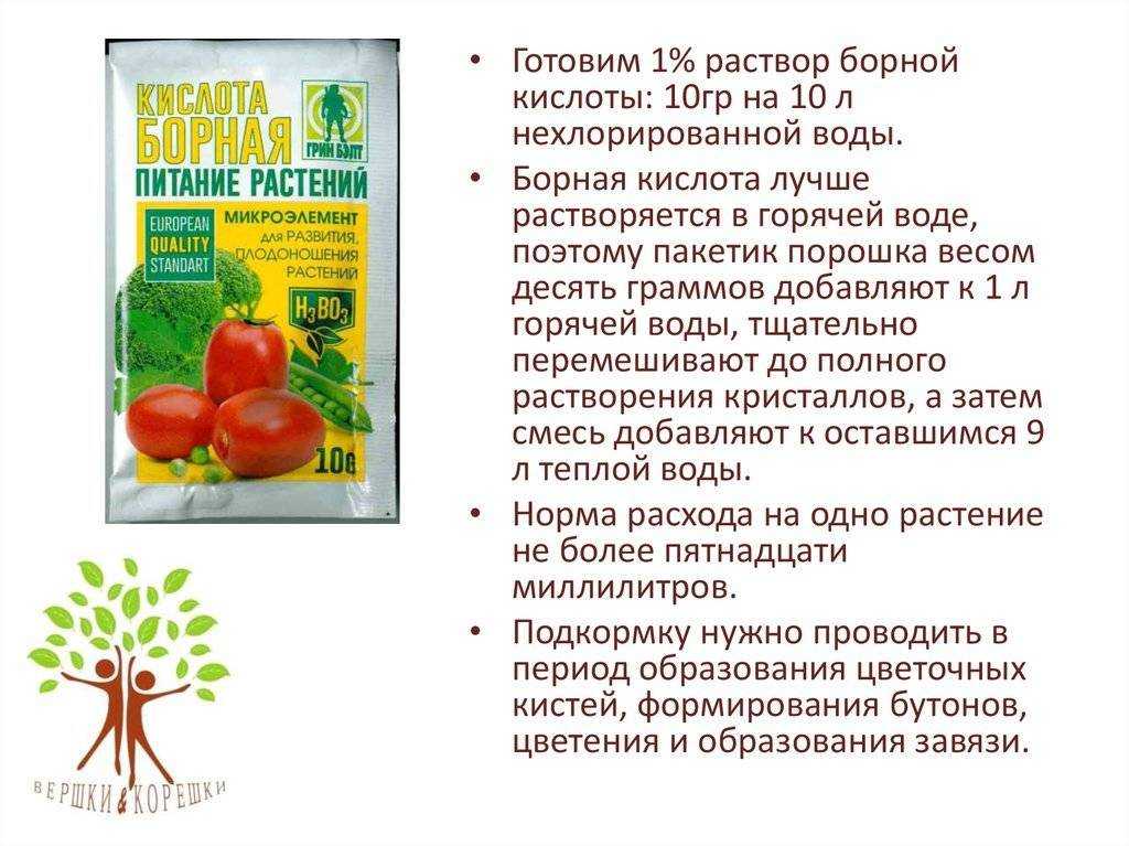 Давайте разберемся, какую пользу дает обработка кустов томата борной кислотой, несет ли она вред и как ее грамотно выполнять