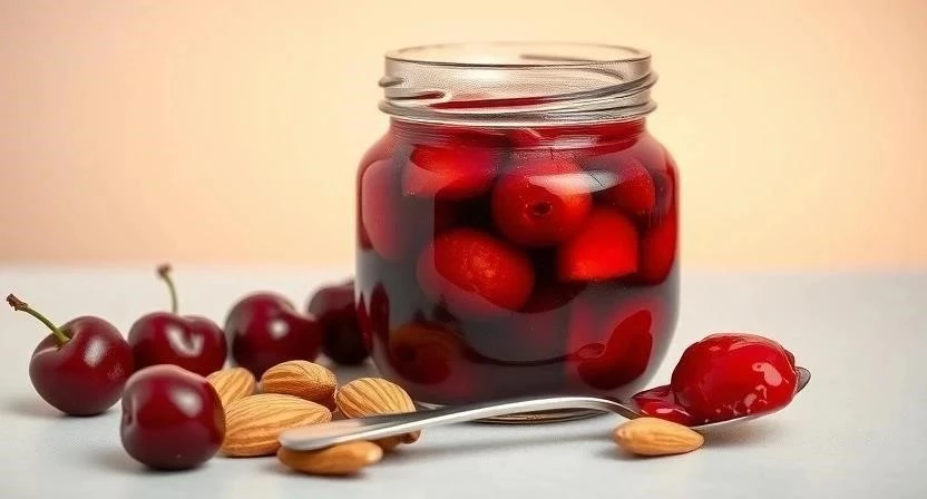 Варенье из вишни с миндалем