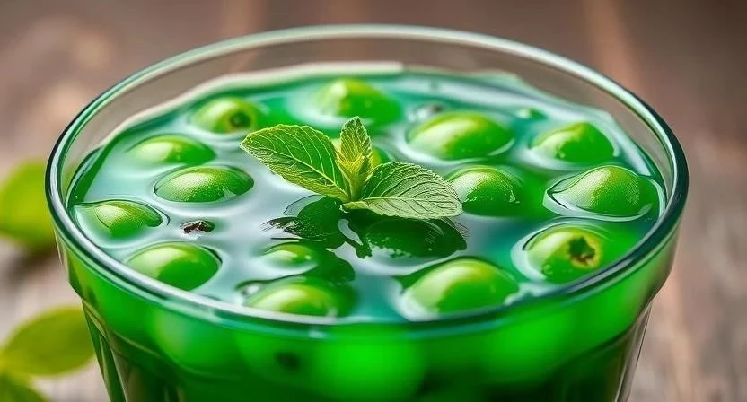 Изумрудное варенье из крыжовника с мятой
