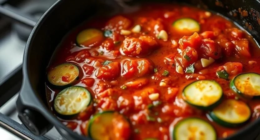 Кабачки в томате с чесноком