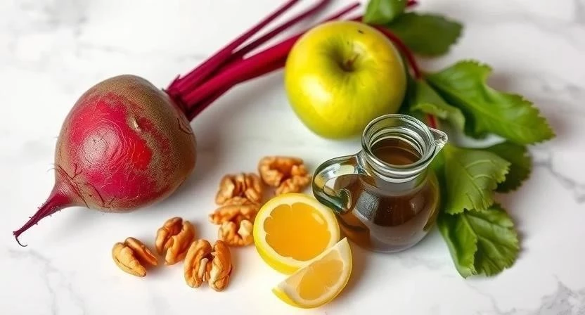 Салат со свеклой, яблоком и грецкими орехами